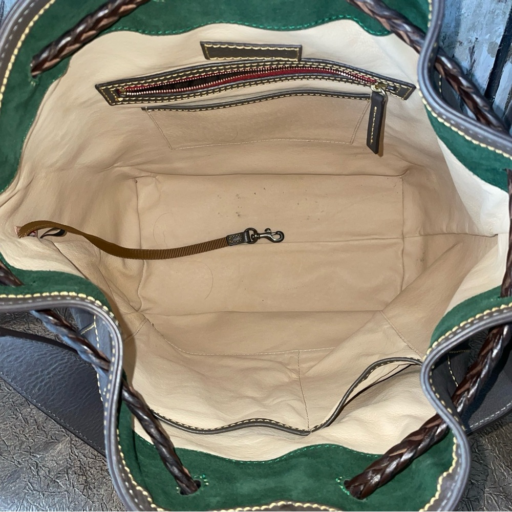 🩶🤎LG Dooney and Bourke Hattie Drawstring Bag Florentine Leather -Charcoal- $528 - Picture 15 of 16